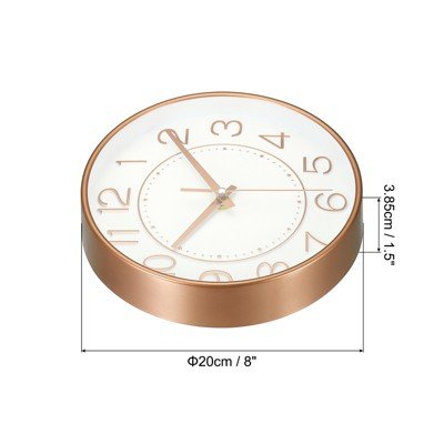 Unique Bargains Modern Silent Non Ticking Battery Operated Round Wall Clock 8 Inch Gold To