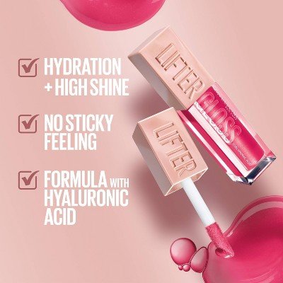 Maybelline Lifter Gloss Plumping Lip Gloss with Hyaluronic Acid - 24 Bubblegum - 0.18 fl o
