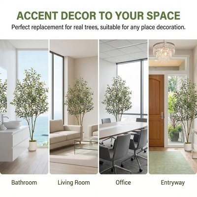 Artificial Olive Trees Indoor, 5FT Faux Olive Tree with White Tall Planter, Artificial Pla