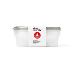 Medium Rectangle Food Storage Containers - 76 fl oz/4ct - Dealworthy