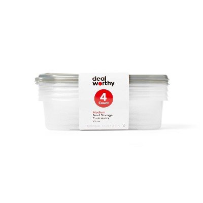 Medium Rectangle Food Storage Containers - 76 fl oz/4ct - Dealworthy