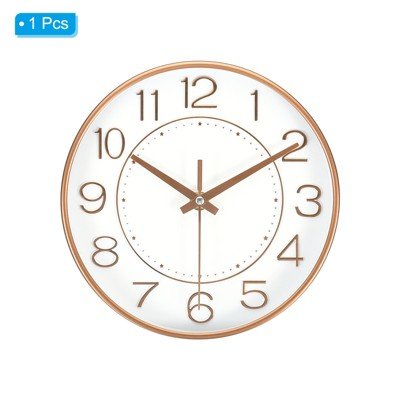 Unique Bargains Modern Silent Non Ticking Battery Operated Round Wall Clock 8 Inch Gold To