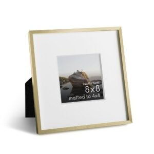 Haus and Hues Metal Picture Frame with Glass, Gold, 8x8