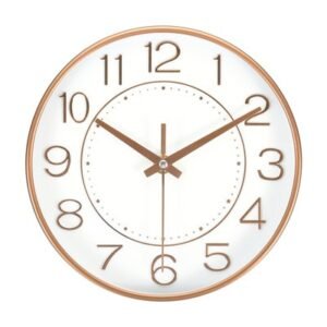 Unique Bargains Modern Silent Non Ticking Battery Operated Round Wall Clock 8 Inch Gold To