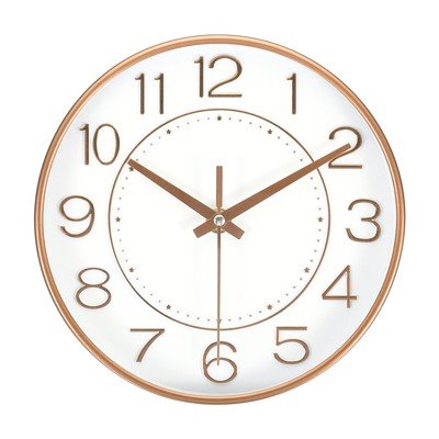 Unique Bargains Modern Silent Non Ticking Battery Operated Round Wall Clock 8 Inch Gold To